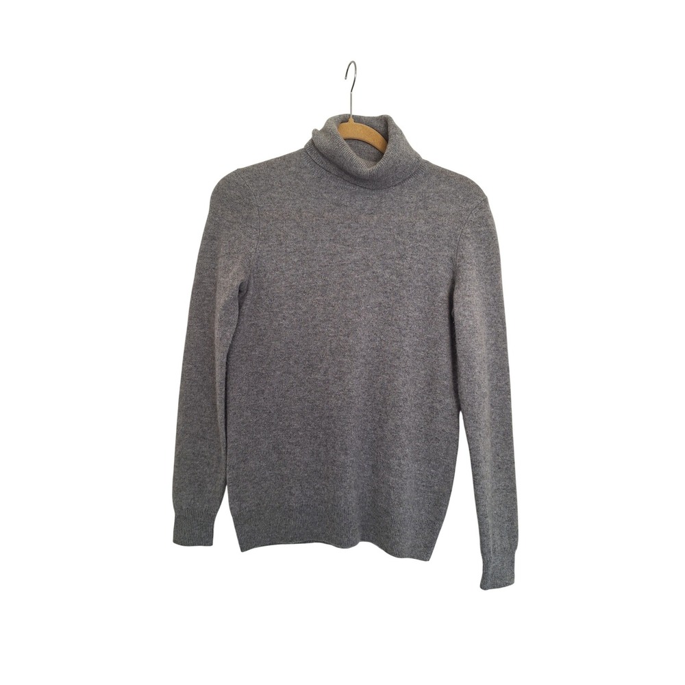 C by Bloomingdale's Cashmere Turtleneck Sweater Grayโ 100% 2-Ply Knit Small